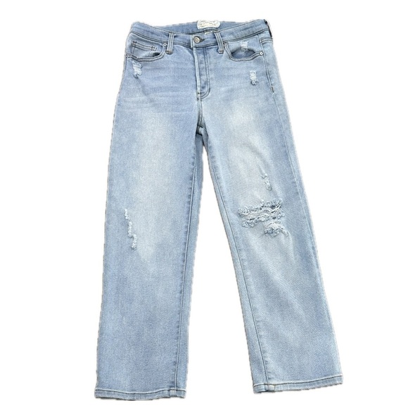 👖🎵 ALTAR’D STATE Rhea Light Wash Straight Jeans | Sz 28 | Distressed Indie Denim - Picture 1 of 4